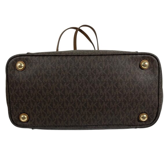 Michael Kors Brown Signature Coated Canvas Jet Set East/West Tote w/ Bag Charm - Picture 4 of 16